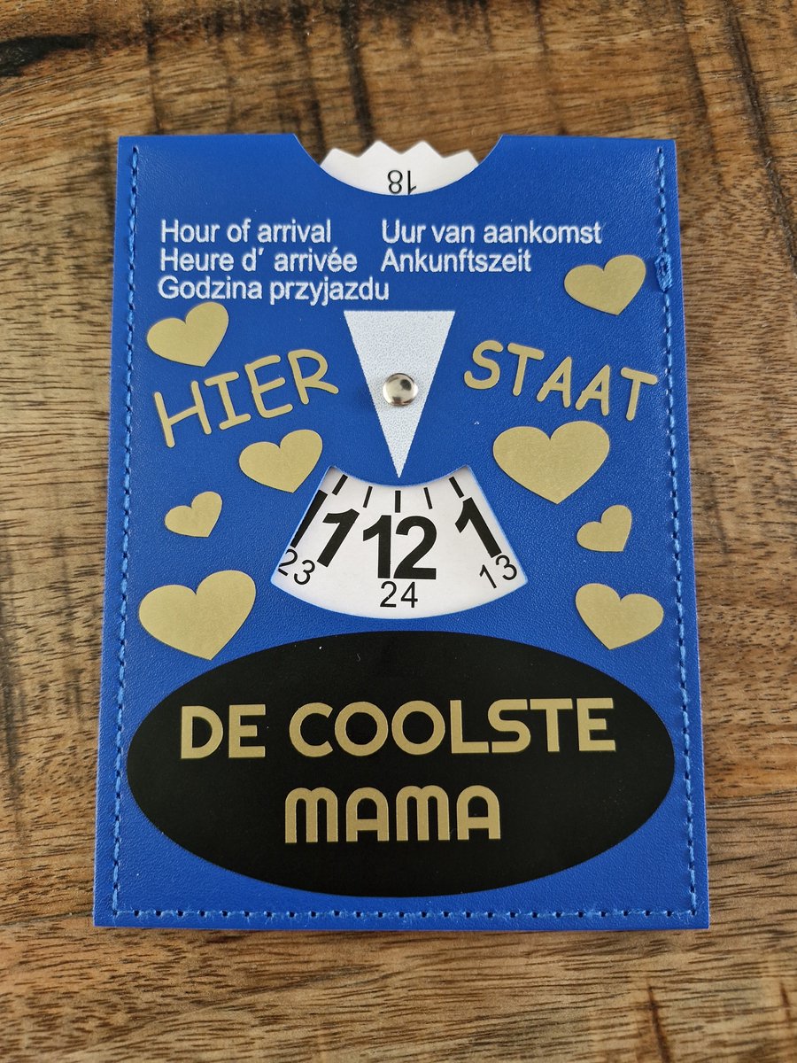 Parkeerschrijf met tekst- Hier staat - De coolste mama - blauwe zone- parkeerkaart- blauweschijf
