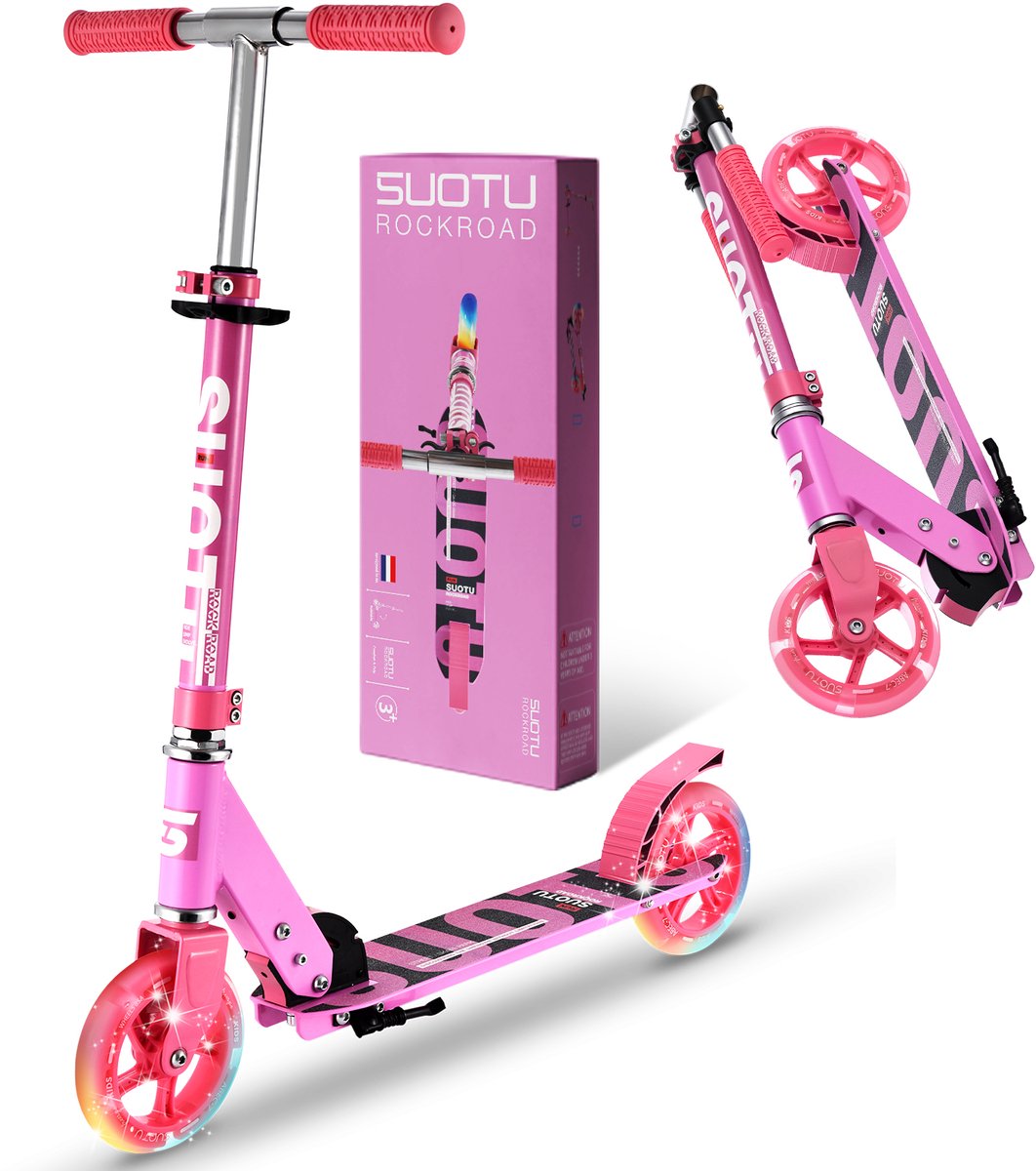 Bol.com Suotu Kinderstep - 145mm Lichtgevende Wielen - Step - Speelgoed Jongens/Meisjes - Max stuurhoogte: 85 cm - Aluminium - R... aanbieding