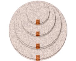 MIQIO® Design vilten onderzetters rond voor vazen of drankonderzetters - set van 8 - 10 cm / 15 cm / 20 cm / 25 cm - vilten onderzetters in lichtgrijs voor dranken, kopjes, bar, glas - premium tafelonderzetters
