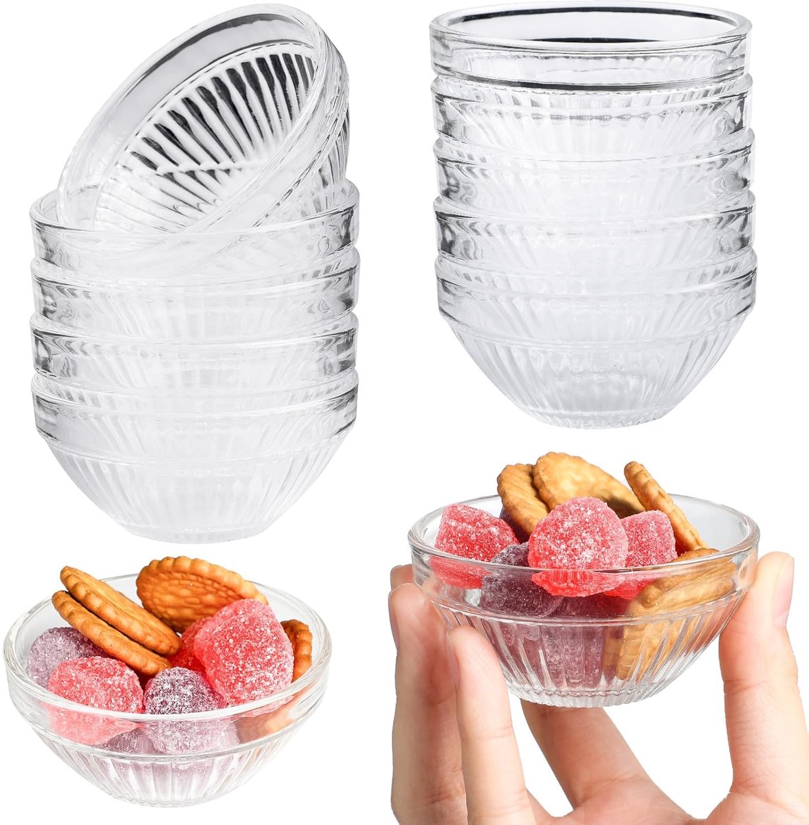 Glazen Mini Kommetjes - Set van 10 - Multifunctioneel - Vriezer- en Magnetronbestendig