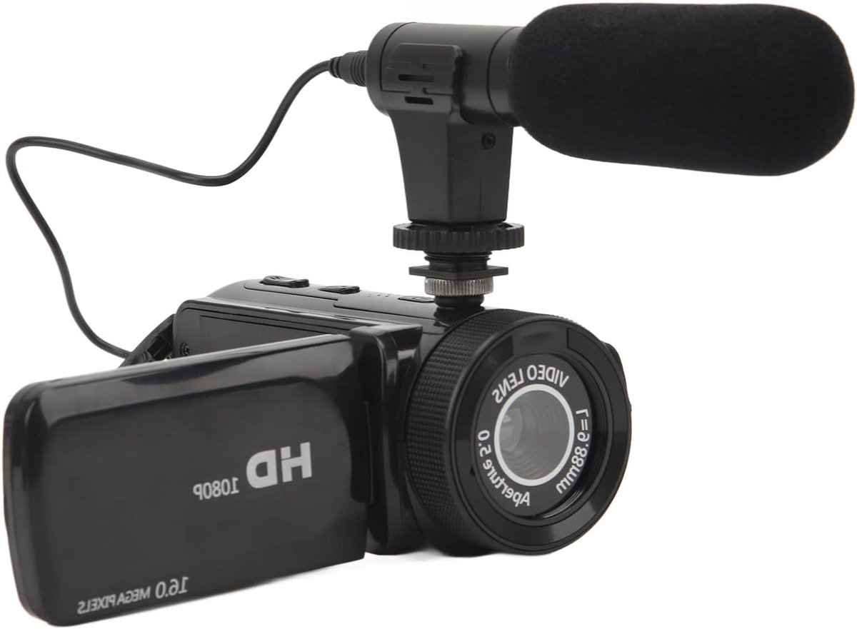 Ultra HD Videocamera Camcorder 16MP 16X Digitale Zoom IR Nachtzicht Vlogcamera voor YouTube - 2.7 Inch HD-scherm met Externe Microfoon