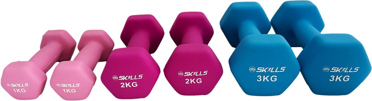 Weekenddeal nu € 59,95 Dumbbells 1,2,3 kg set gewichtenset van 2 gewichten van 1 kg 2 gewichten van 2kg en 2 gewichten van 3 kg nu van € 74,95 voor €59,95 Dumbell rek met dumbbells 1 kg, 2kg en 3kg - Dumbbell toren met gewichten - neopreen dumbbells — afbeelding 2