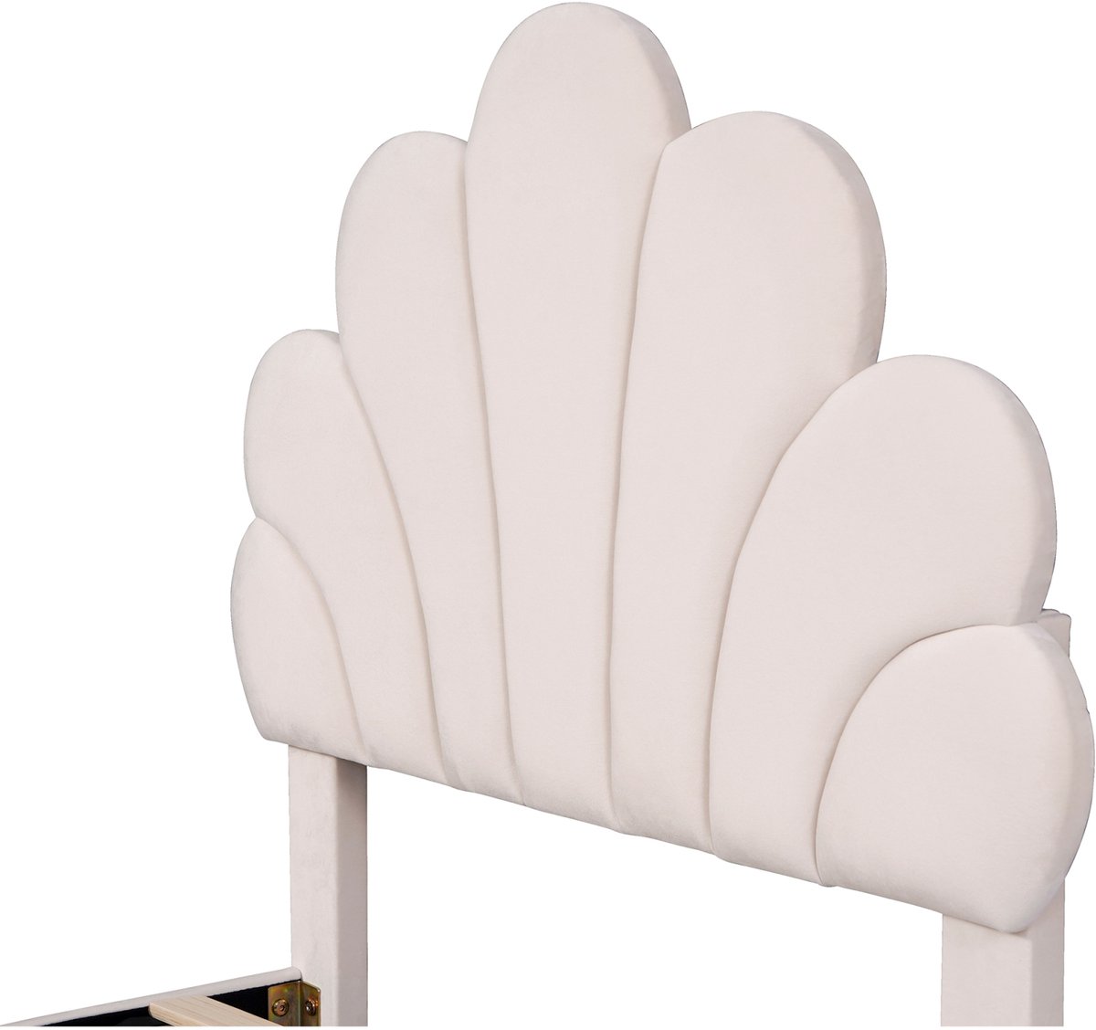 Bed met verstelbaar hoofdeinde - 140 x 200 cm - grote lade - fluweel - kleur donkerbeige