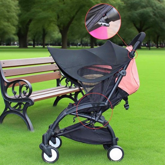 Opvouwbare Kinderwagen Zonnescherm - UPF50+ Anti-UV Luifel - Waterdicht - Universele Pasvorm - Zonbescherming - Voor Baby's & Peuters - Zwart - Standaardformaat - 1 Stuk van Merkloos — afbeelding 2