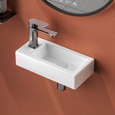 EMKE Toiletfontein - Wandmontage - Keramiek Toilet Wasbak - Glans Wit - 36.5x18x9 cm - Kraangat Links