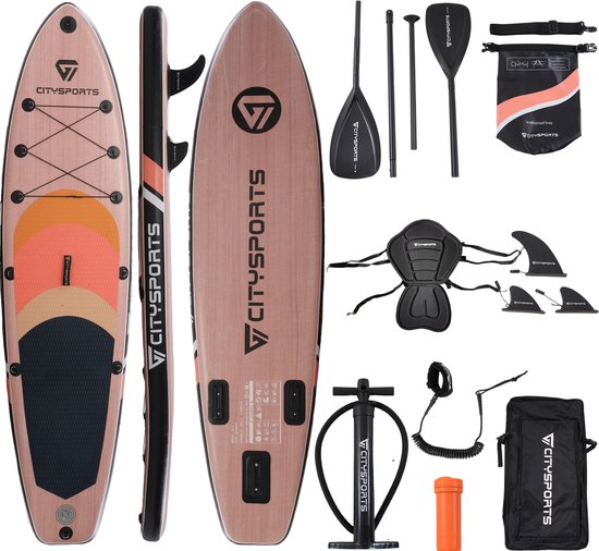CITYSPORTS SUP Board - Paddle Board - Opblaasbaar Paddle Board - Verstelbare Peddel - Complete Set - 320 cm - Max. 160 kg