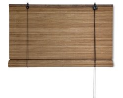 Bamboe rolgordijn Zoë – Bruin – 80x160 cm – Bamelle - Natuurlijk & stijlvol raamdecoratie – Lichtdoorlatende zonwering – Eenvoudige & snelle