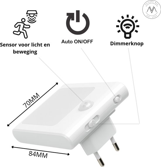 Velours Max® - Nachtlampje - Nachtlampje Met Bewegingssensor - Nachtlampje Stopcontact - Plugin Ledlamp - Warm Licht - Dimbaar - Baby - Kinderen - Peuter - Nachtlampje Volwassenen - Nachtlampje Kinderen - Nachtlampje Baby - Lampen - Lampjes - Kind van Merkloos — afbeelding 2