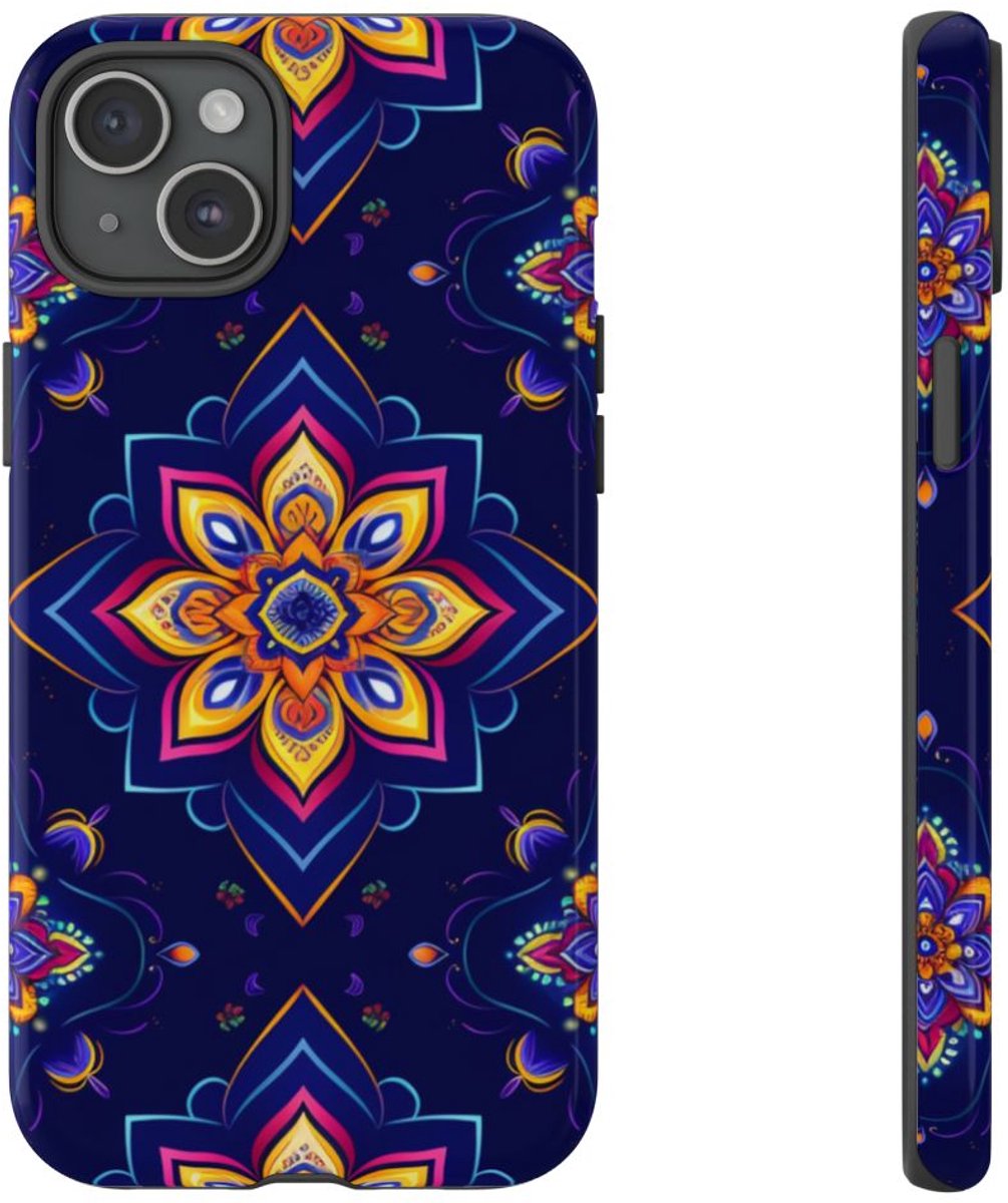 Kleurrijk Mandala Bloemenpatroon – Telefoonhoesje Geschikt voor iPhone 15 Plus