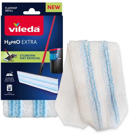 Vileda H2Pro Flatmop Vervanging - 1 per verpakking - Geschikt voor Vileda H2Pro Flat Mop-systeem - Voor harde vloeren