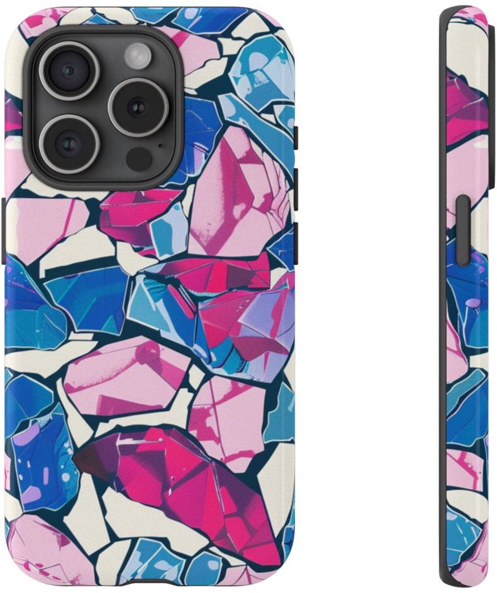 Kleurrijk Kristalpatroon – Telefoonhoesje Geschikt voor iPhone 15 Pro