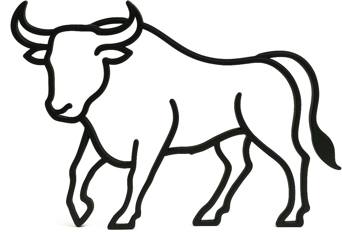 Stierbeeldje - zwart - 20 cm breed