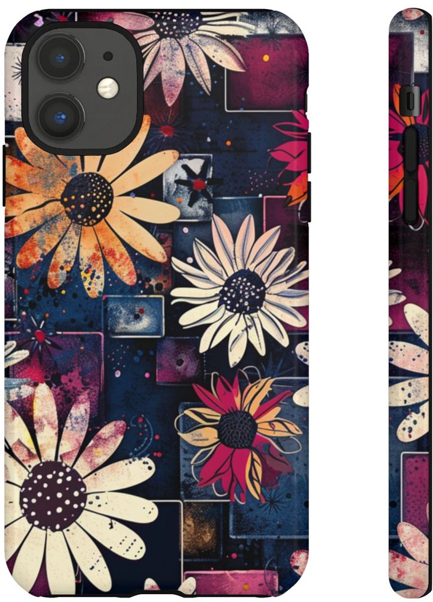 Abstracte Bloemmotieven en Geometrische Vormen – Telefoonhoesje Geschikt voor iPhone 11