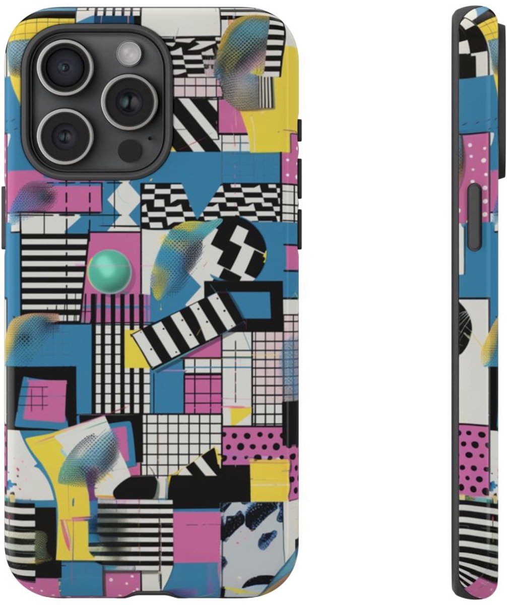 Kleurrijk Geometrisch Abstract Patroon – Telefoonhoesje Geschikt voor iPhone 15 Pro Max