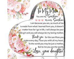 Moederdagcadeaus Acryl Moeder Verjaardagsbord Plaquette Cadeaus van Dochter Zoon Dankbare Verjaardag Kerstmis Valentijnscadeaus, 5,91 x 5,91 x 0,55 Inch (Aquarel Bloemen) helder