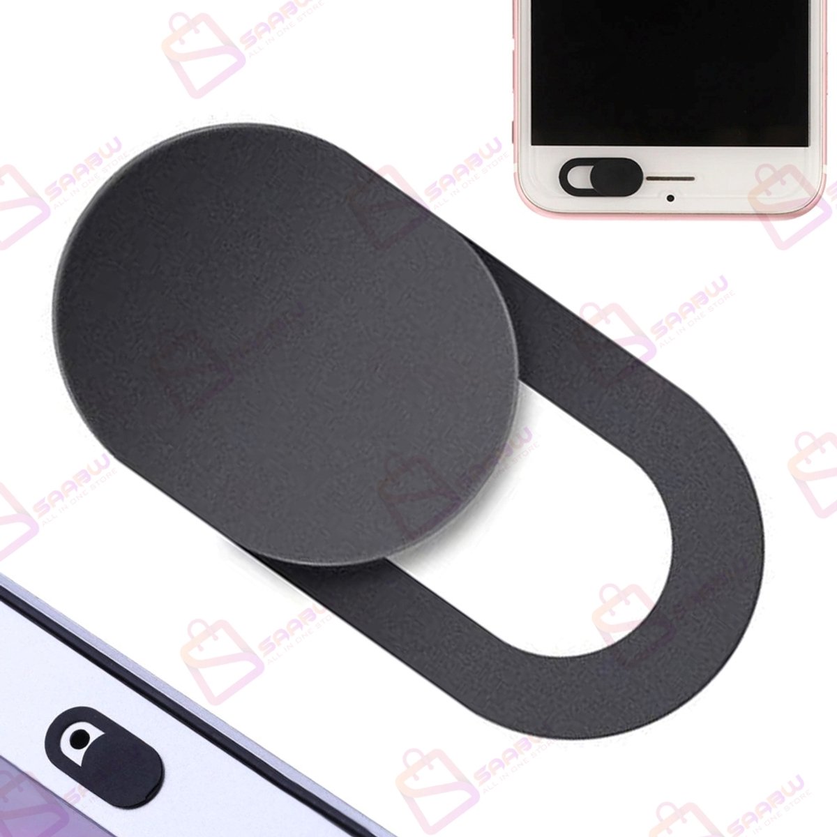 Camera Cover voor Laptop, Smartphone & Tablet – Schuifbare Webcam Cover – Zwart – 33235