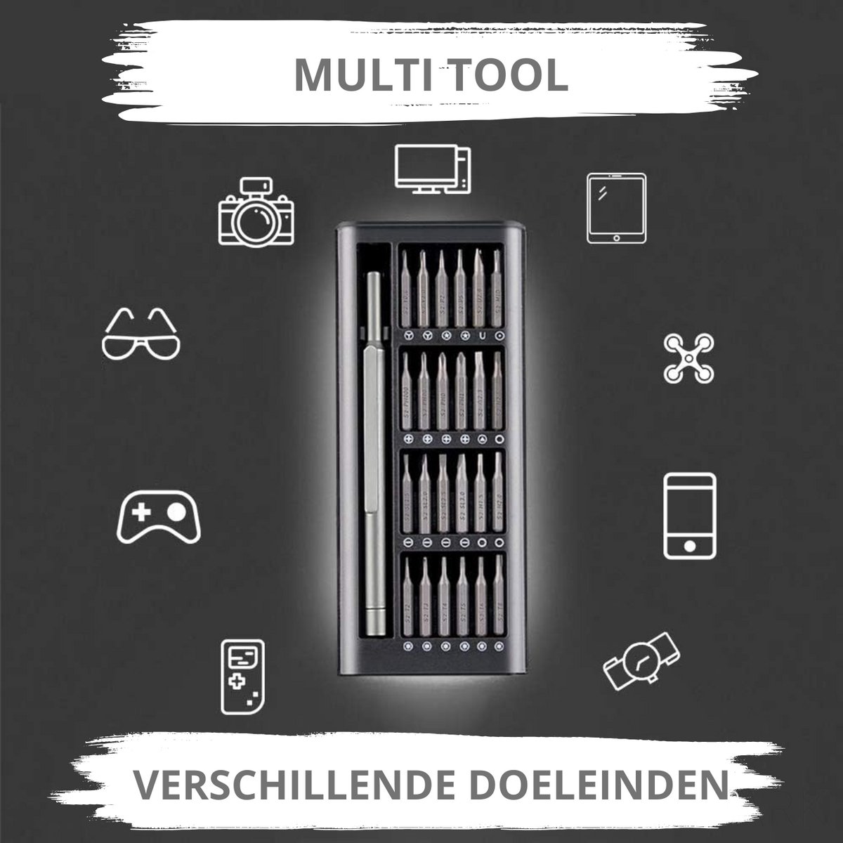 24-delige mini schroevendraaierset met kruiskop & platte kop, metalen handvat, compact opbergdoosje, precisie tool - Afbeelding 3