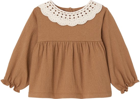 Vertbaudet T-shirt baby van gekreukte jersey met gehaakte kraag
