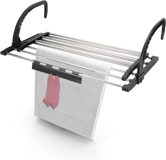 Séchoir à linge suspendu Duna - Wasrek - Étendoir à linge suspendu pour porte, balcon, radiateur, étendoir mural avec porte-chaussettes - Longueur de séchage : 5 m