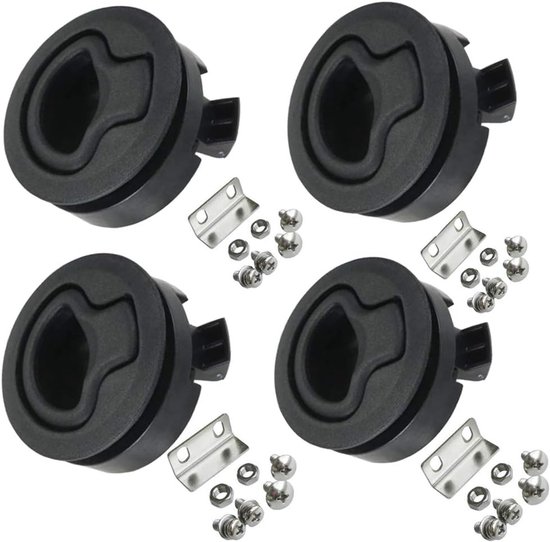 Bootgrendels - 4 stuks - Rond - Kunststof - Zwart - 6.15*3.55 cm - Dekbeslag - Geen Sleutel - Marine Hardware - Deurslot - Voor Jachten, Kampeerders, Boot en Caravans - Geschikt voor een gat van 5 cm