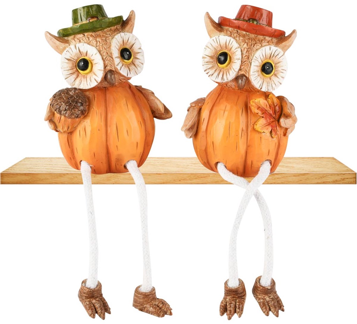 Dekoratief | Uiltje zittend m/hangbenen, resina, 7x6x18cm, set van 2 stuks | A255159