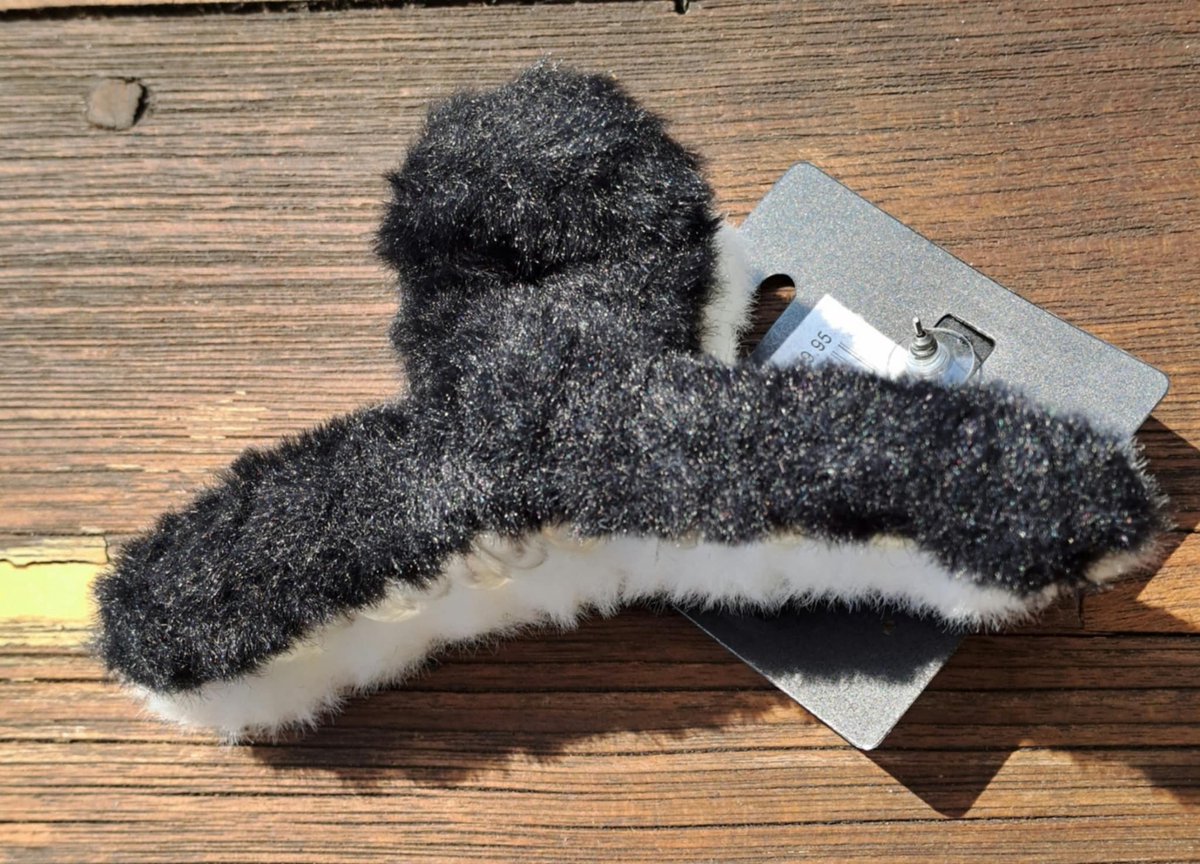 Haarklem fluffy zwart wit - Haarklem - Haaraccessoire