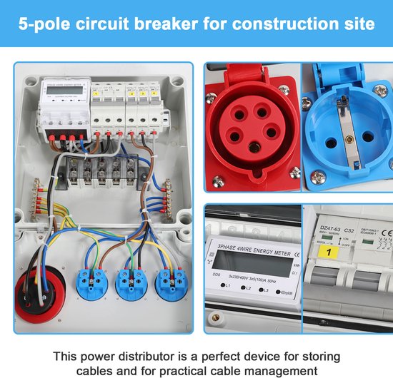 Wall Divider 2 Position, 16A 220-250V Power Outlet Distributor Power Distributor Site Power Distributor Divider Wet Room Divider Power Distributor for Wall Mounted IP65(#1