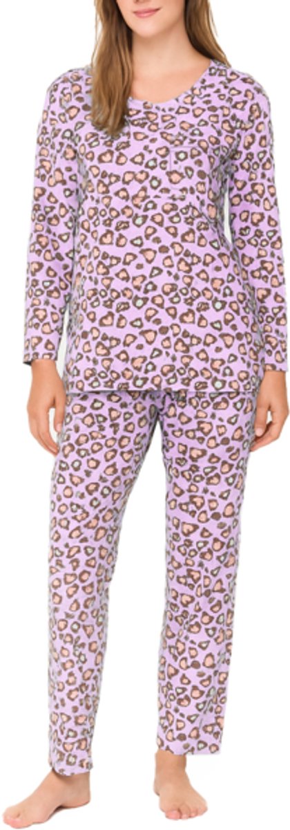 Dames Pyjamaset met Panterprint 2320 Maat- XXXL Paars