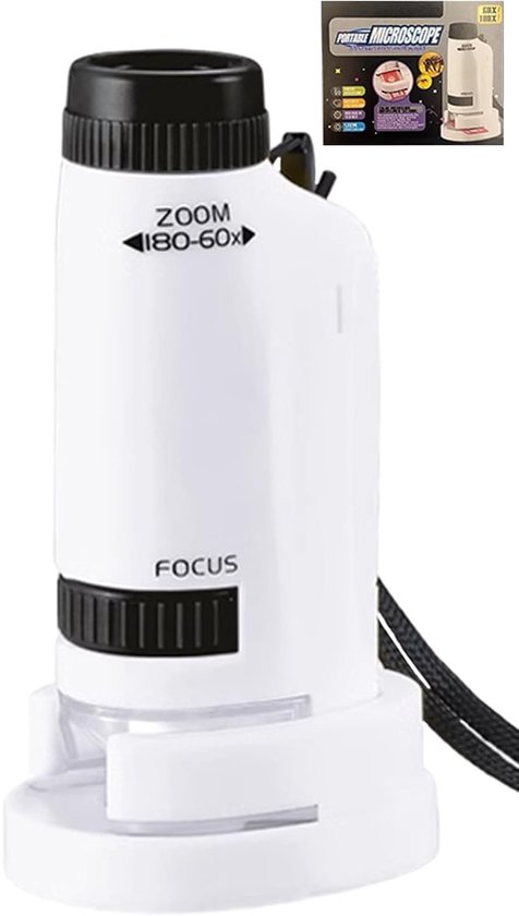 Foto: Microscoop kindermicroscoop draagbare zakmicroscoop 60x 180x mini kids explorer kit voor studenten wetenschap en spel