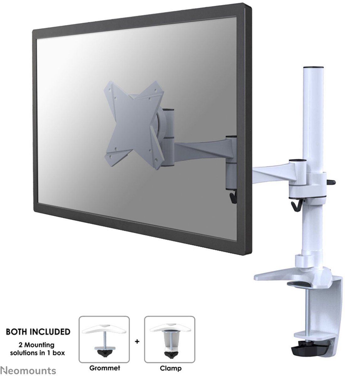 NewStar FPMA-D1330WHITE - draai- en kantelbare monitorarm - Geschikt voor monitoren t/m 30 inch - Wit