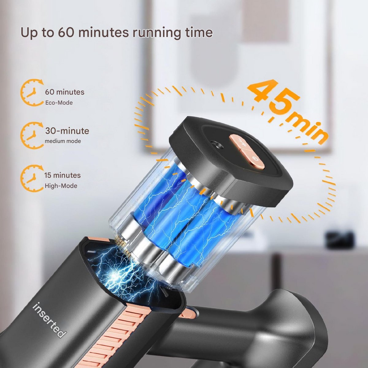 INSE S7P Draadloze Steelstofzuiger - 40 kPa Zuigkracht - afbeelding 3