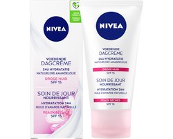 NIVEA Essentials Voedende Dagcrème - Gezichtscreme Droge huid - SPF 15 - Gezichtsverzorging Met natuurlijke amandelolie - 50 ml