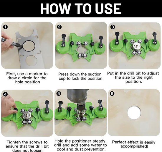 LALAGO Adjustable Drill Finder 4-83mm with Double Suction Cup Positioning Opening Template Diamond Hole Saw for Ceramic, Tiles, Glass, Marble van LALAGO — afbeelding 4