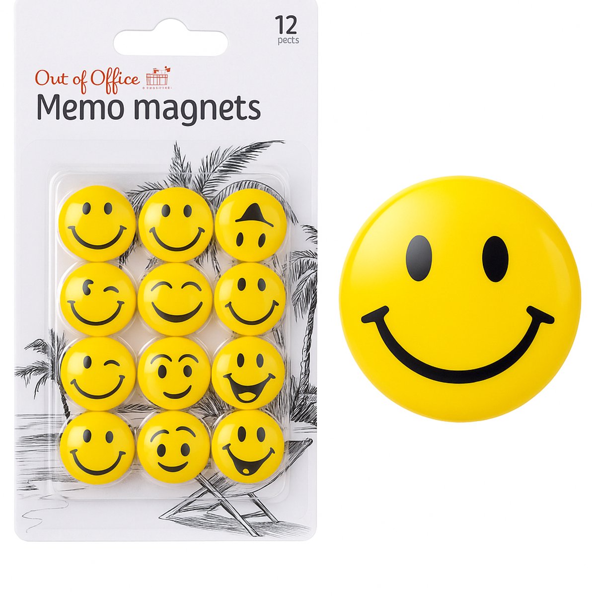 12 x Smiley magneten - Memo magneten - Emoticons - Koelkast magneet - 12 stuks - Emoticon Magneet - Emoji Magneetjes - Smily