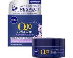 NIVEA Q10 POWER Anti-Rimpel Sensitive Nachtcrème voor Vrouwen - Gevoelige Huid - Kalmeert en Verstevigt - Met Q10, Creatine en Zoethoutextract - 50 ml