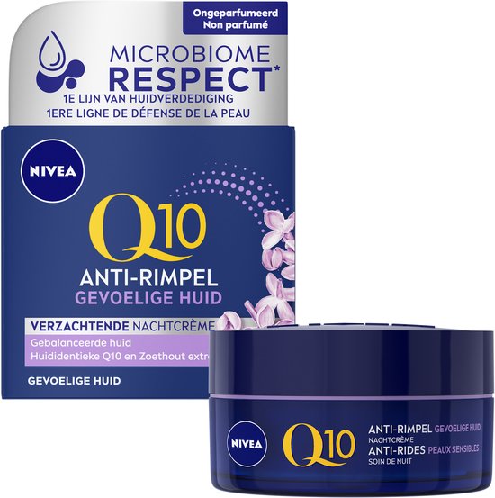 NIVEA Q10 POWER Anti-Rimpel Sensitive Nachtcrème - Gevoelige Huid - Kalmeert en Verstevigt - Met Q10, Creatine en Zoethoutextract - 50 ml