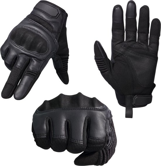 RAMBUX® - Fietshandschoenen - Zwart - Ademend PU Leer - Tactical Handschoenen - Fietsen - Airsoft - Touchscreen - Maat M van RAMBUX — afbeelding 2