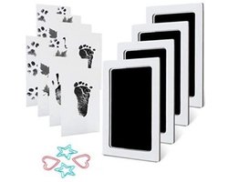 Baby hand- en voetafdrukset, 4-delige baby voetafdrukset, baby afdrukset voor pasgeborenen, pootafdrukset hond, pootafdrukset kat, Clean Touch inktkussen voor babyshowers