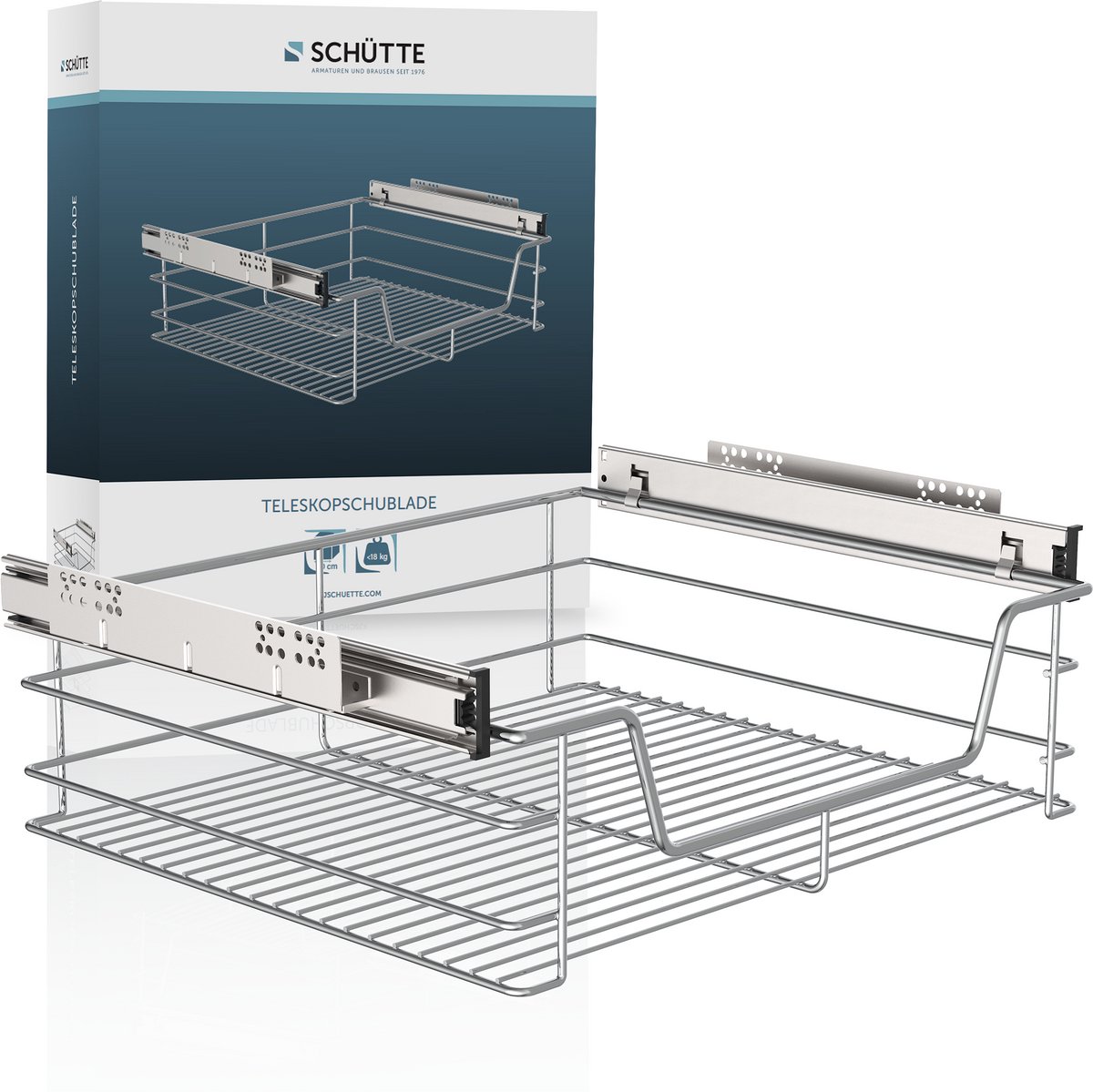 SCHÜTTE Telescopische lade - voor 60 cm kast - 500 x 150 x 450 mm - Chroom