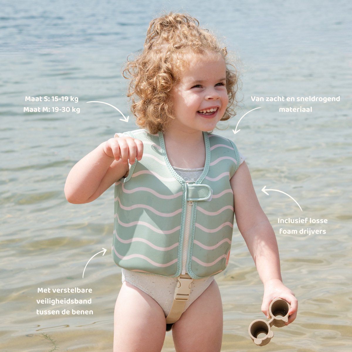 Babiem Charlie Zwemvest - voor Kind - 15 tot 19kg - Drijfvest - 1 tot 2 jaar - Groen — afbeelding 2