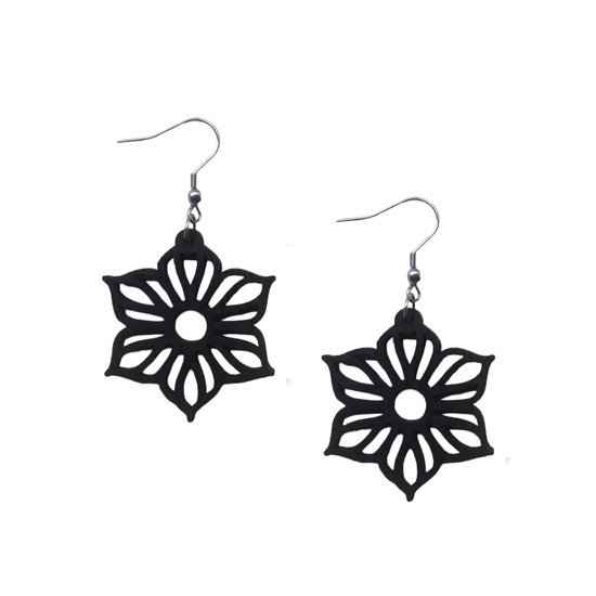 Spirit&Pine - Floralis Mandala - Boucles d'oreilles en bois - Boucles d'oreilles géométriques - Boucles d'oreilles pendantes bohèmes - Style Boho - Chêne fumé