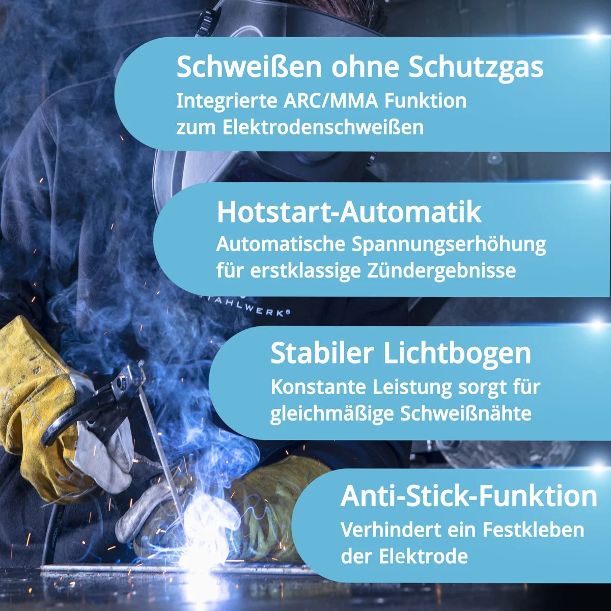 STAHLWERK Schweißgerät FLUX 120 ST Digital Fülldraht MMA/ARC LIFT TIG , 139,99