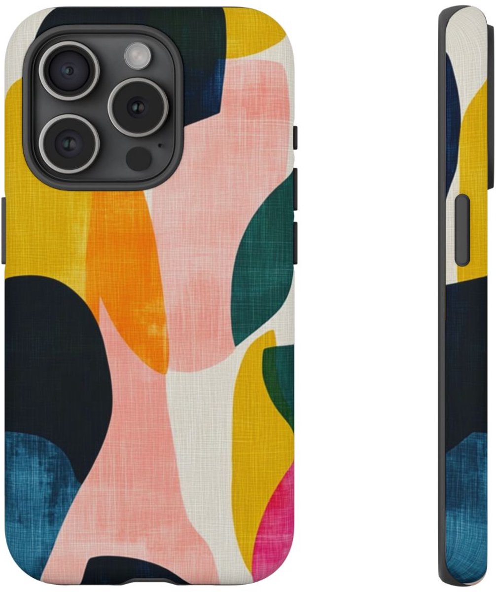 Abstracte Kleurrijke Vormenpatroon – Telefoonhoesje Geschikt voor iPhone 15 Pro