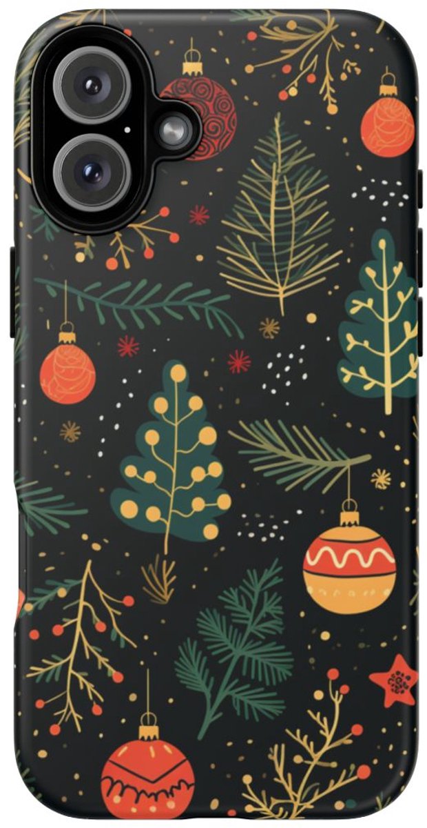 Kerstversiering en Dennentakken Patroon – Telefoonhoesje Geschikt voor iPhone 16 Plus
