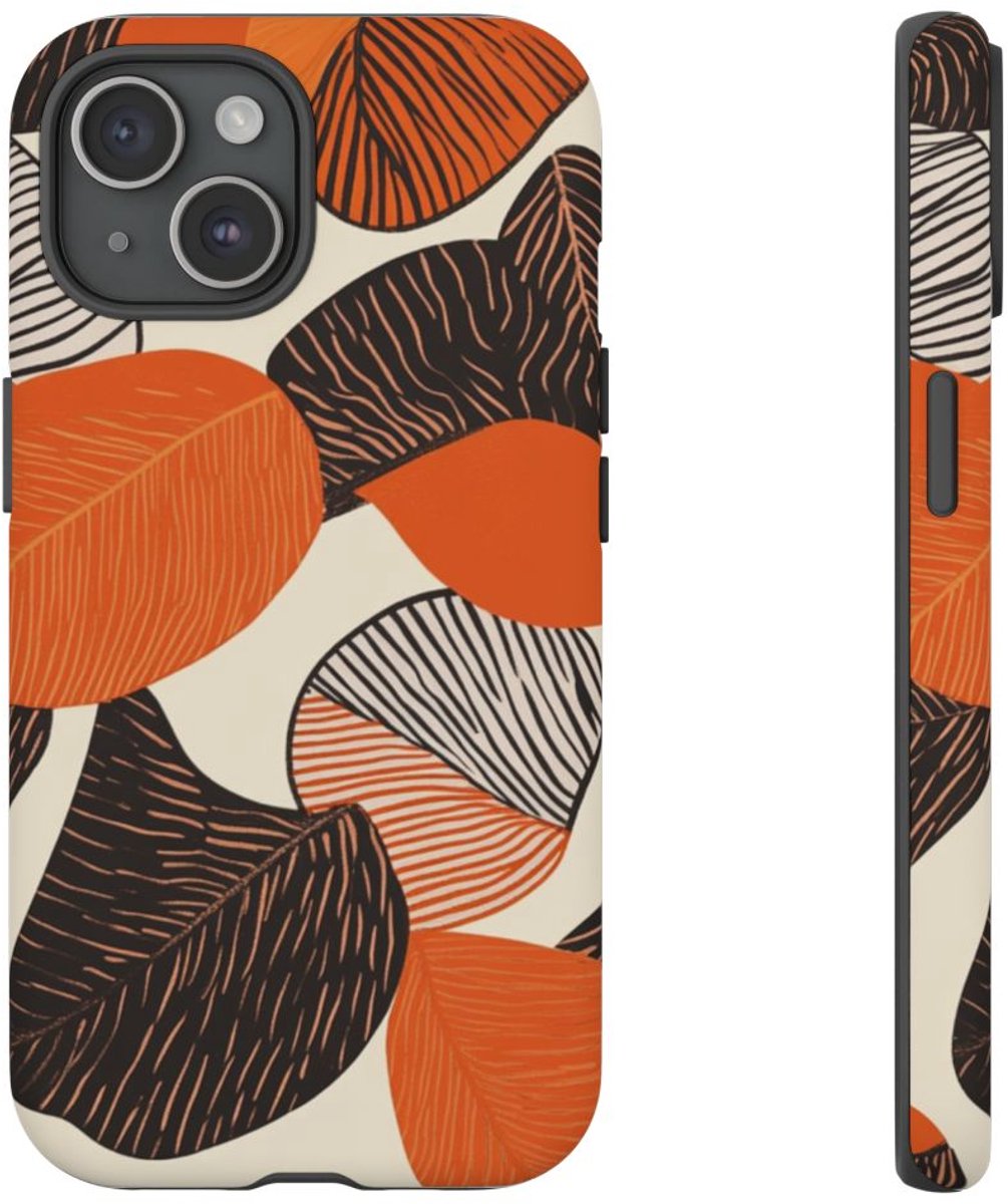 Abstract Herfstbladeren Patroon – Telefoonhoesje Geschikt voor iPhone 15