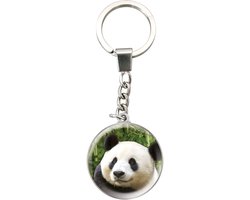Deluxebase Magnidome Sleutelhanger Pandabeer, betoverende kristallen sleutelhanger met pandabeerillustratie in koepelvorm met roestvrijstalen ketting