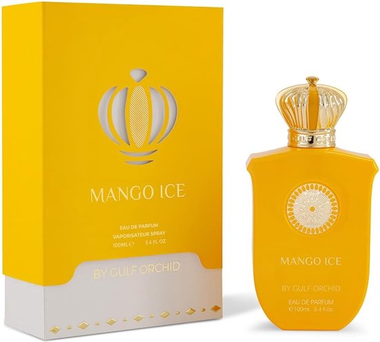 Gulf Orchid Mango Ice Eau de Parfum 100ml – Fruitige frisse parfum met mango, gember en vanille – Luxe langdurige geur voor dames en heren met Kajal Sticker