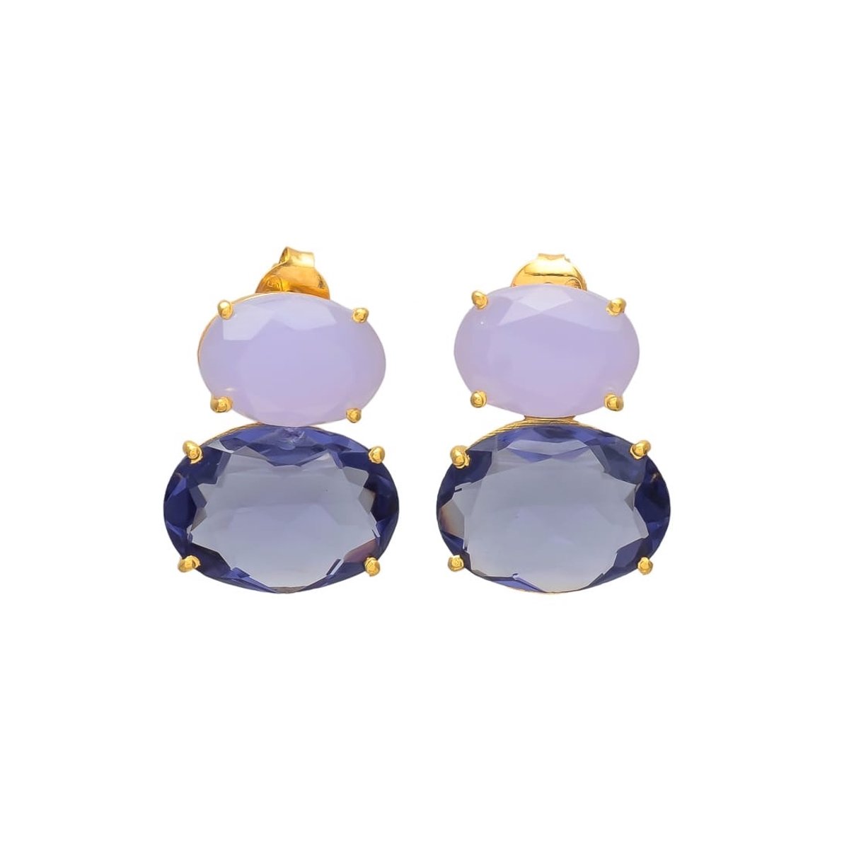Statement Oorbellen Liv met Lavendel Chalcedoon – Luxe & Uniek Cadeau