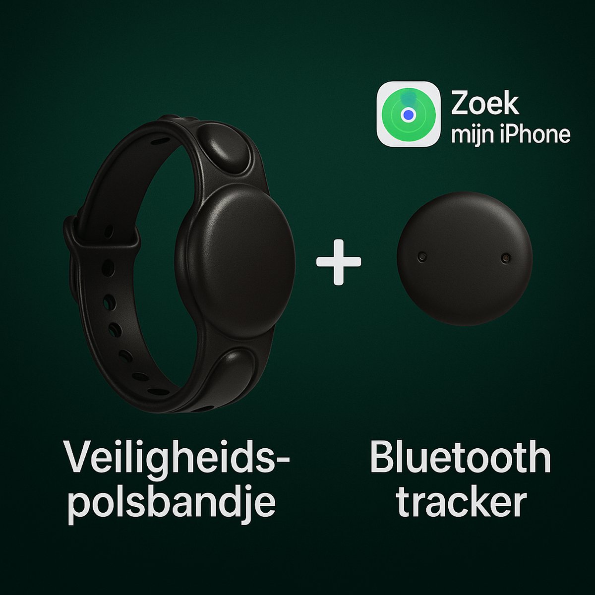 Kinder Bluetooth Tracker Polsband – Inclusief Tracker – Geschikt voor Apple Zoek mijn iPhone App – Veiligheidsarmband voor Kinderen 2-8 Jaar – Ideaal voor Vakantie & Uitjes – Zwart