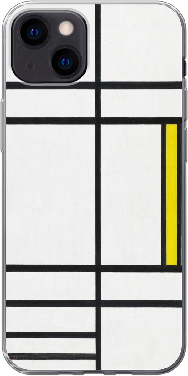 Telefoonhoesje Geschikt voor iPhone 13 hoesje - Compositie in wit, rood en geel - Piet Mondriaan - Siliconen Telefoonhoesje Telefoonhoesje